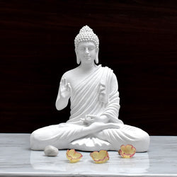 Big Size Meditating Buddha Idol : Milky White - Deczo