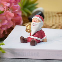 Miniature Christmas  Santa with Bell , Garden Decor , Table Decor, Gift, Dashboard (4.5x4x5 cm)