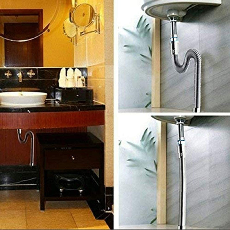 PVC Water Outlet Waste Pipe for Wash Basin/Sink (Chrome) - Deczo