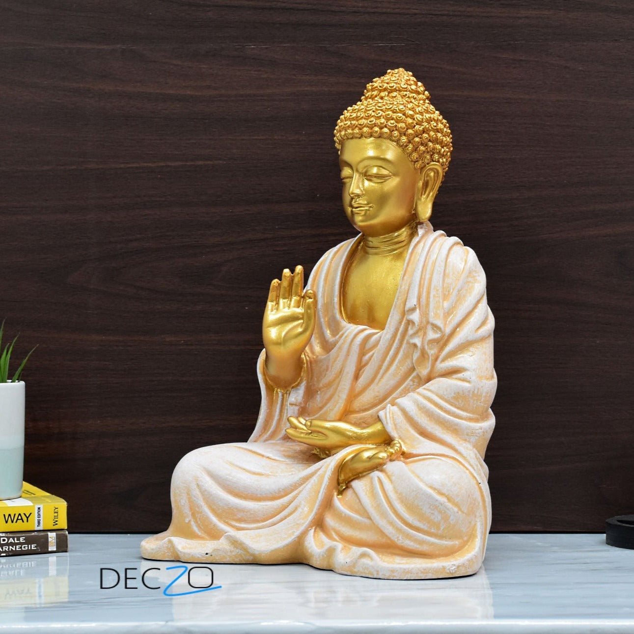 Serene Blessing Large Buddha Statue : Golden - Deczo