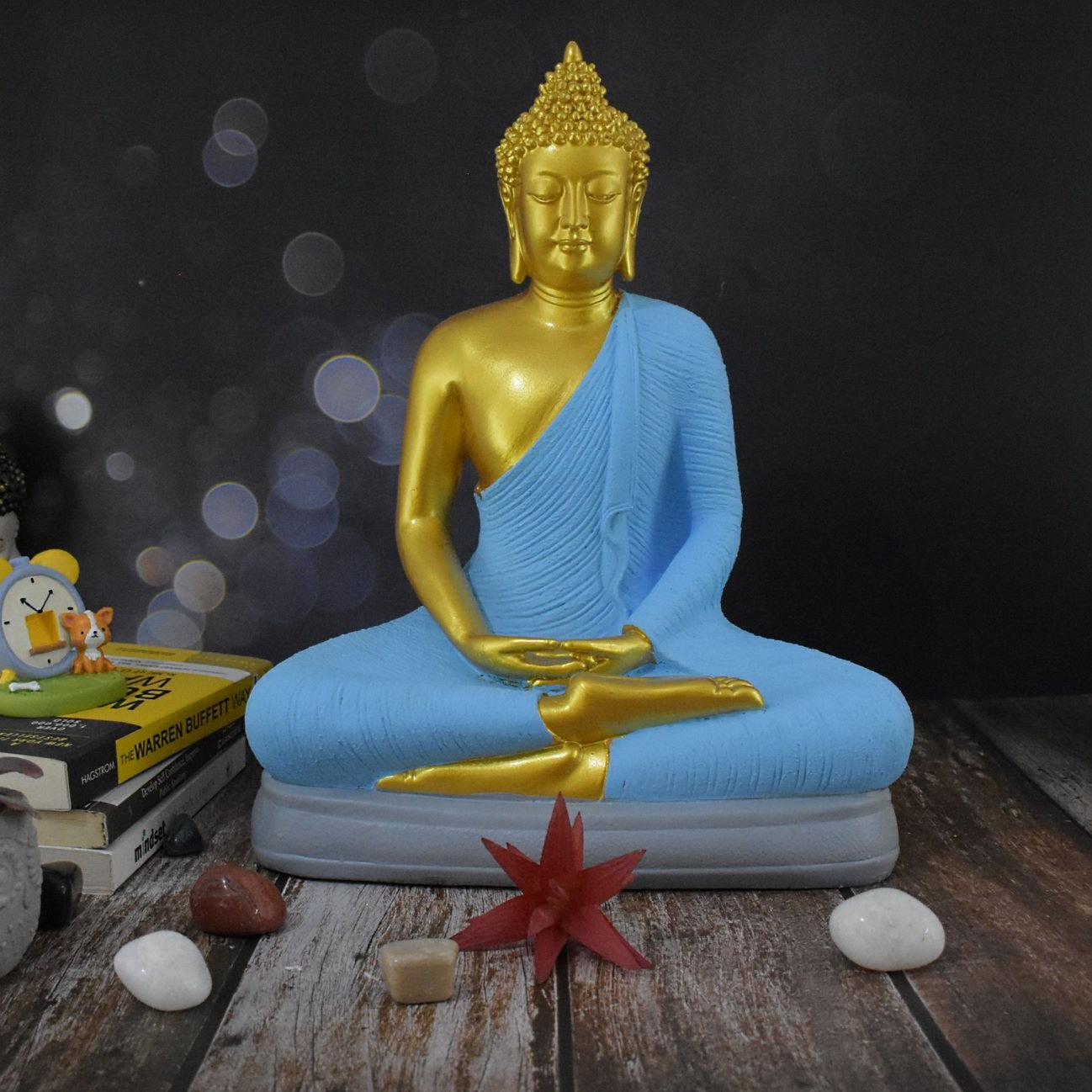 Divine Buddha in Dhyana Mudra : Golden Blue - Deczo