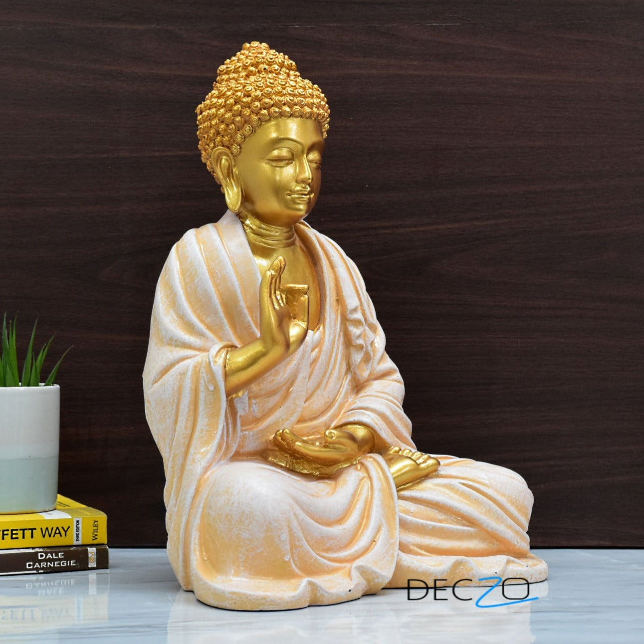 Serene Blessing Large Buddha Statue : Golden - Deczo