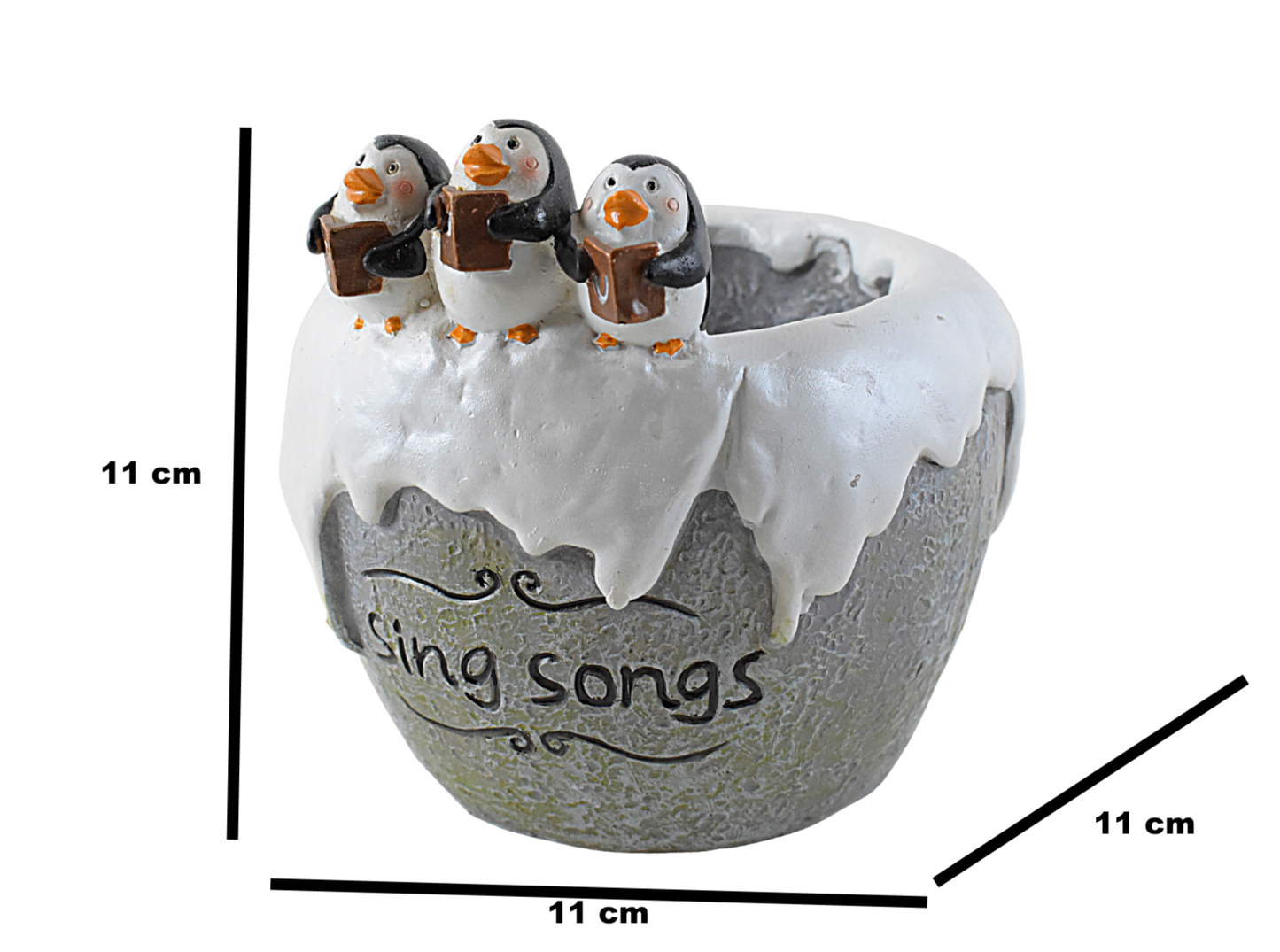 Joyful Penguins  Singing Resin Succulent Pot - Deczo