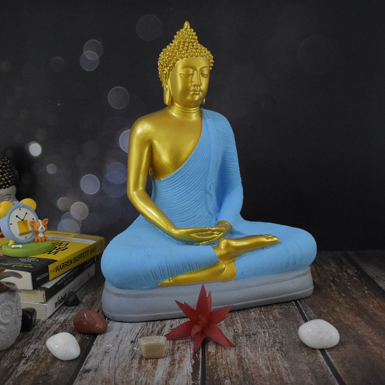Divine Buddha in Dhyana Mudra : Golden Blue - Deczo