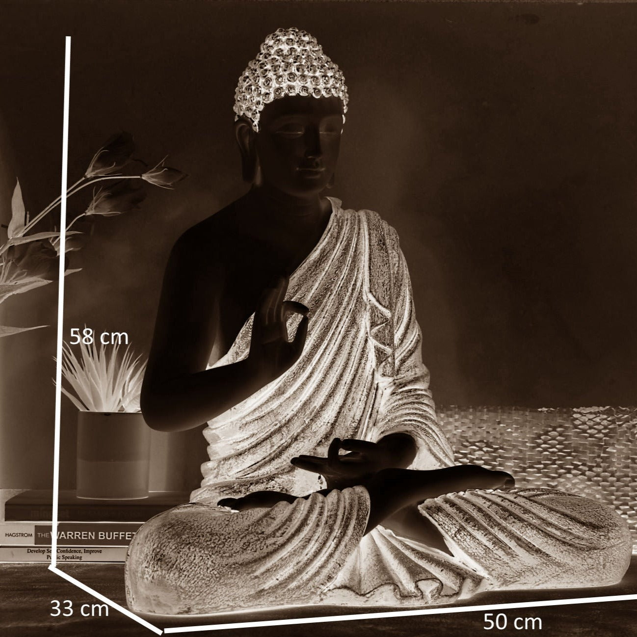 2 Feet Serene Blessing Buddha Idol : Copper Shaded Rustic Golden - Deczo