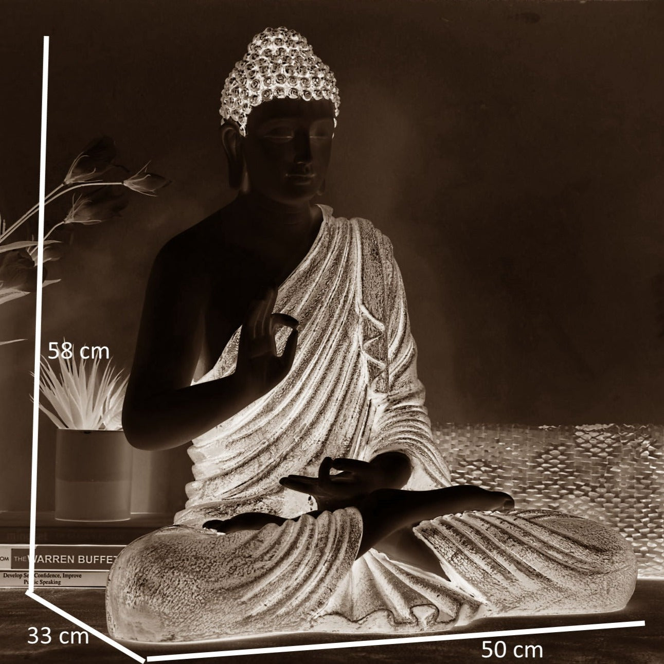 2 Feet XL Size Meditating Lord Buddha :Golden - Deczo