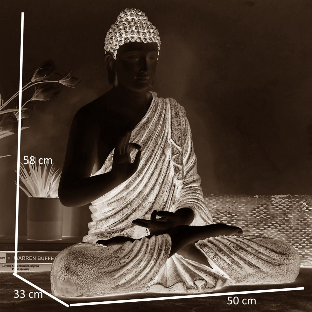 2 Feet Premium Golden Shade Serene Blessing Buddha Idol - Deczo