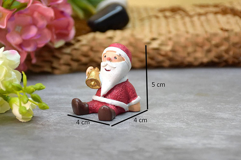 Miniature Christmas  Santa with Bell , Garden Decor , Table Decor, Gift, Dashboard (4.5x4x5 cm)