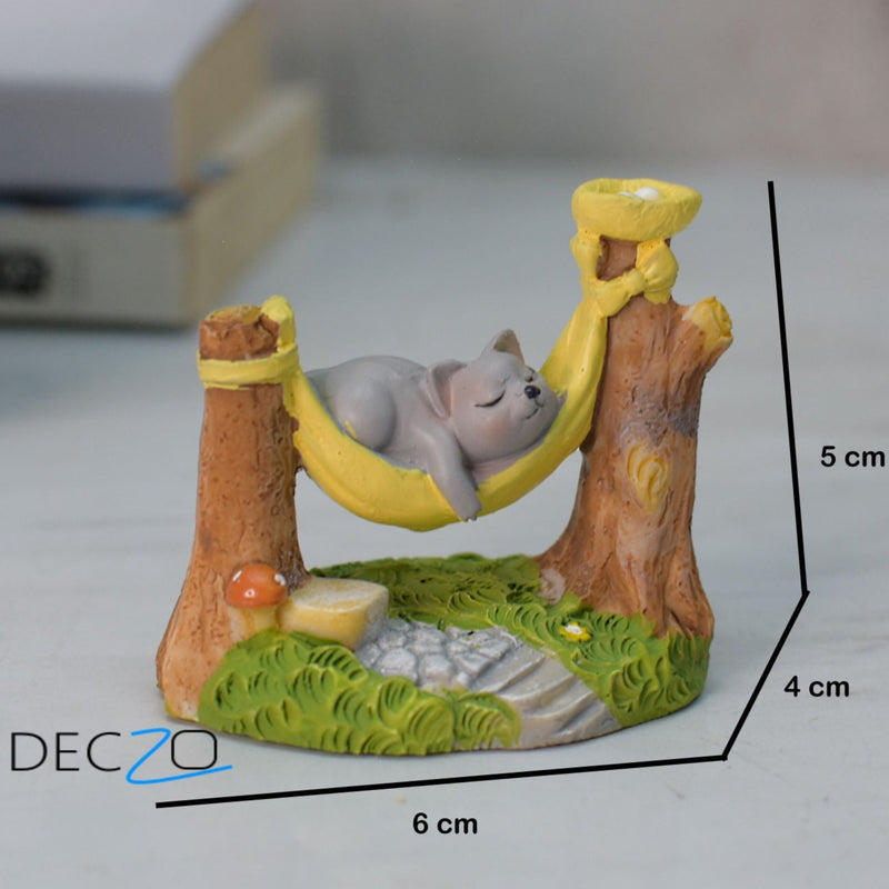 Cat Sleeping on Hammock Miniature - Deczo