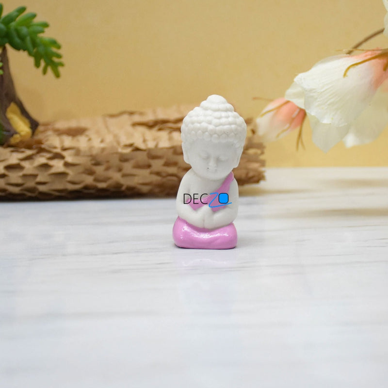 Cute Child Buddha miniature for Table, Return Gift, Dashboard: White Pink - Deczo