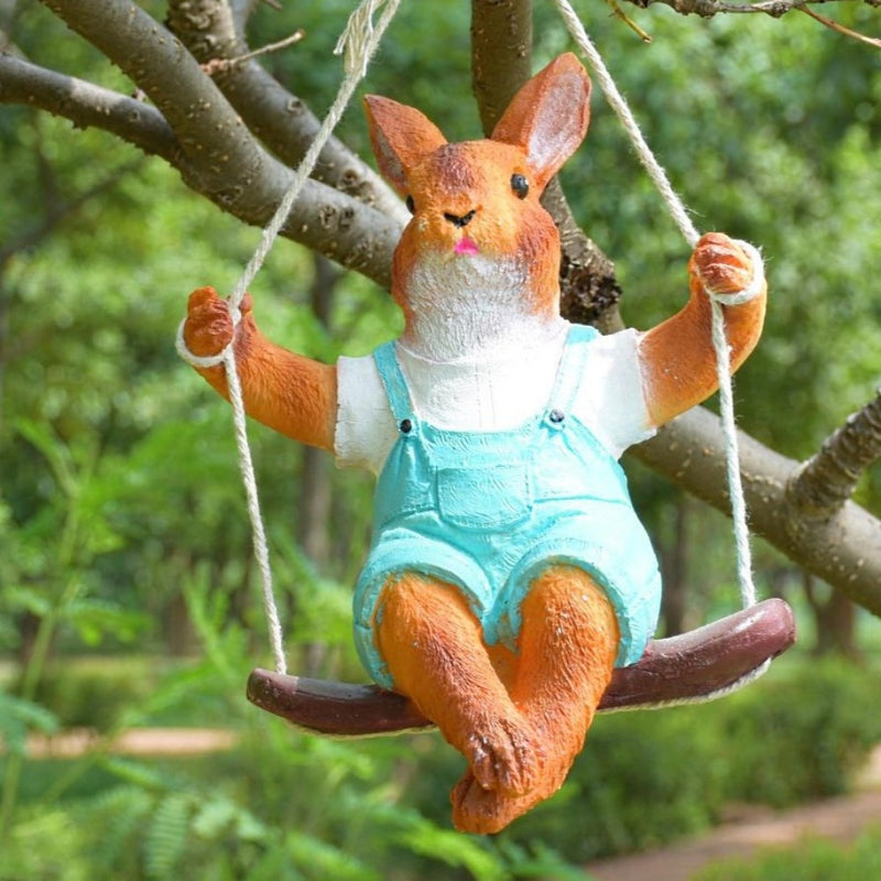 Squirrel Swinging  on Tree Garden Decor - Deczo