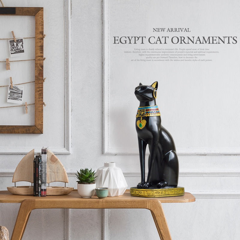 Antique Egyptian Mau showpiece for Peace and Strength : Glossy Black