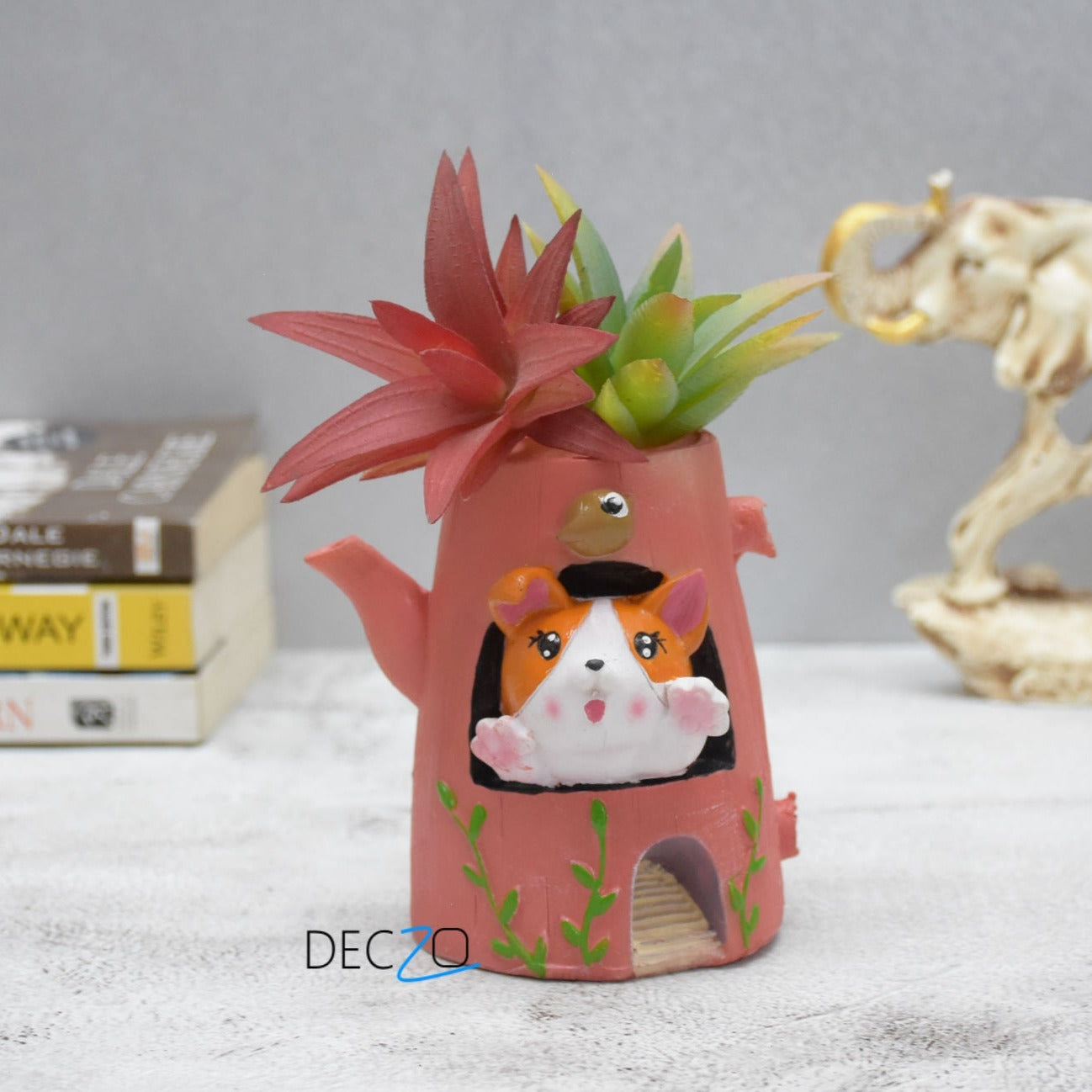 Cute Puppy In the Kettle Resin Succulent Pot - Deczo