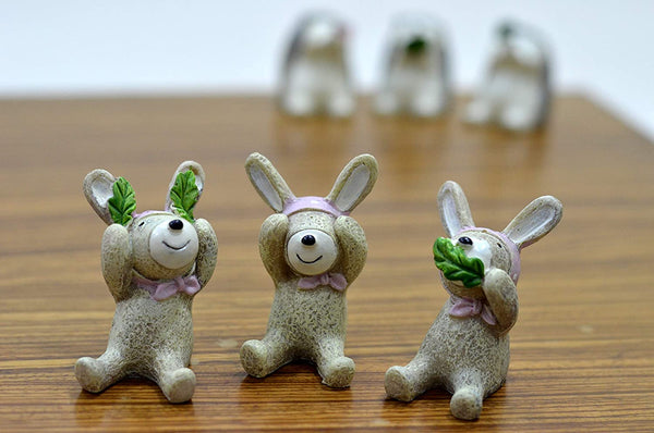 cute and attractive resin made miniature wise baby bunnies - Deczo