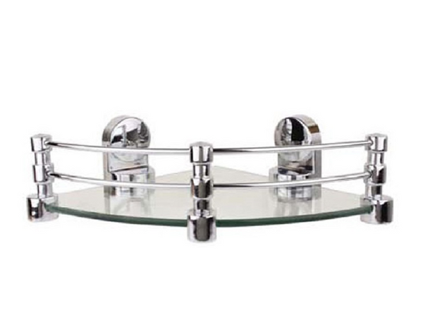 DECZO Queen Bracket Elegant Look 12 by12 INCH Glass Corner Shelf - Deczo