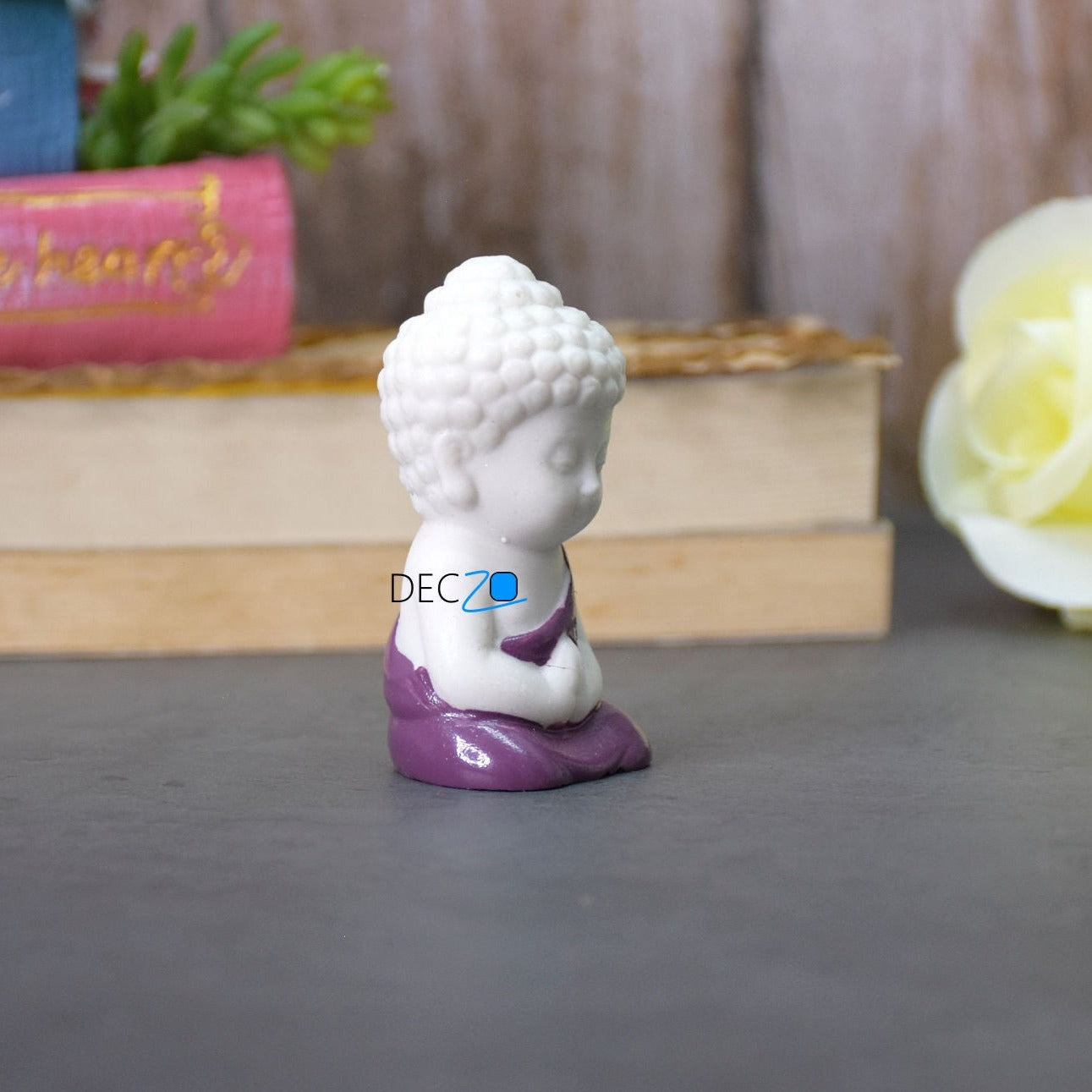 Cute Child Buddha Idol for Table, Return Gift, Dashboard: White Purple - Deczo