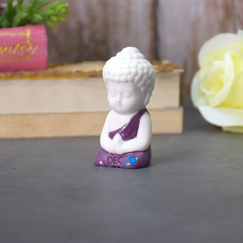 Cute Child Buddha Idol for Table, Return Gift, Dashboard: White Purple - Deczo