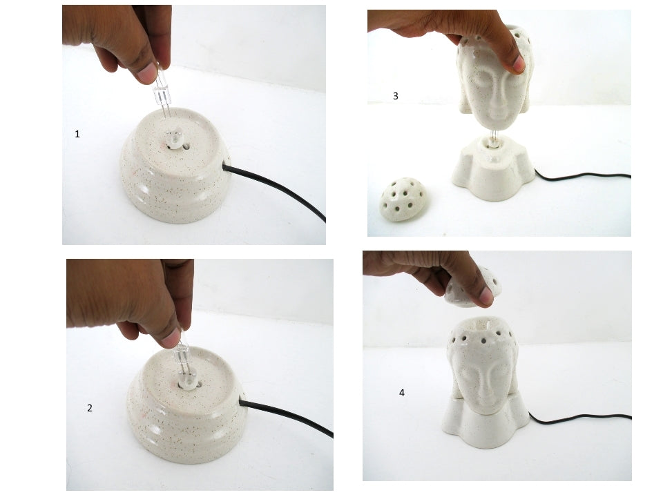 Lord Buddha Shape Ceramic Electrical Night Lamp With Aroma Wax/ Oil Burner - Deczo