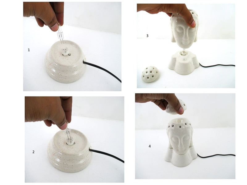 Lord Buddha Shape Ceramic Electrical Night Lamp With Aroma Wax/ Oil Burner - Deczo