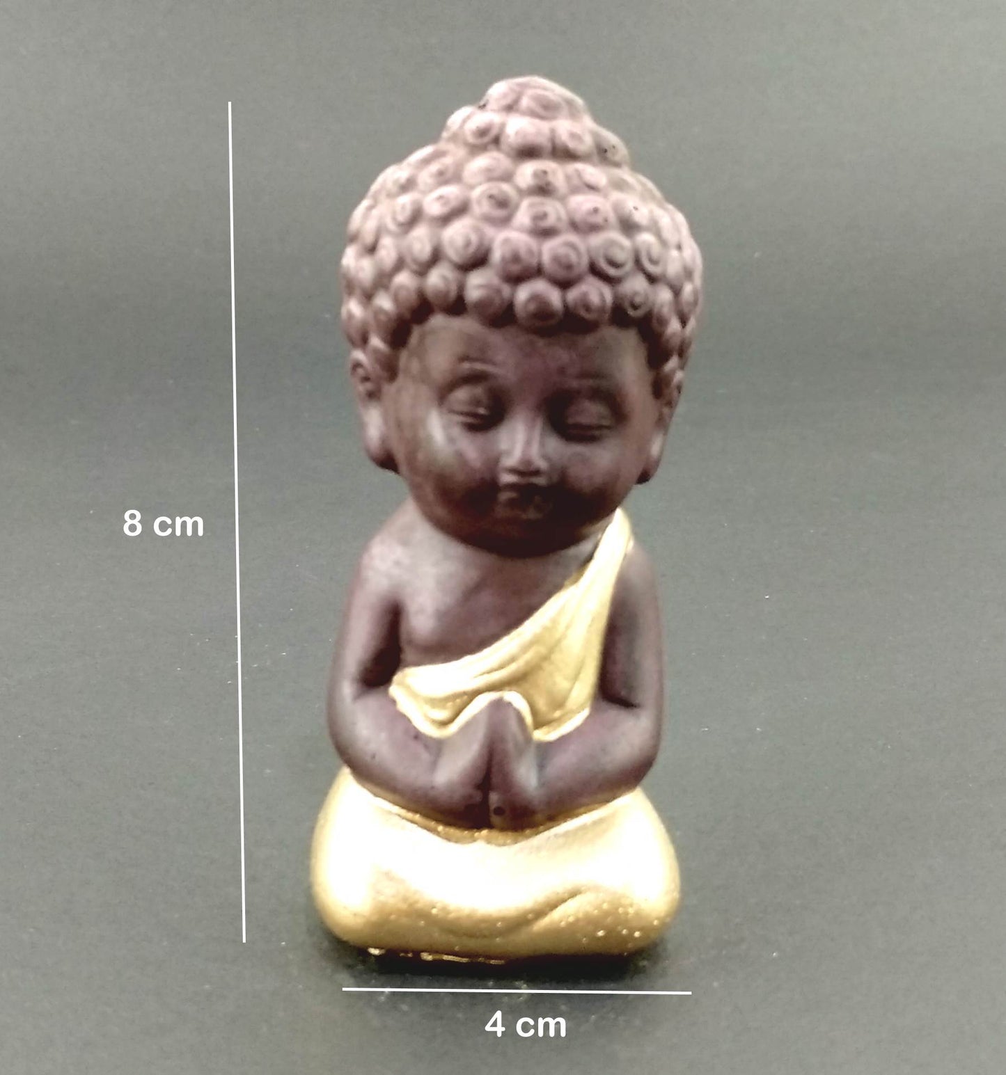 Brown Base Set of 2 Miniature Buddha Golden and Blue - Deczo
