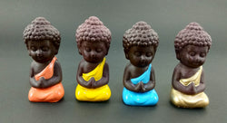 Set of 4 Miniature Buddha : Brown Base Color - Deczo