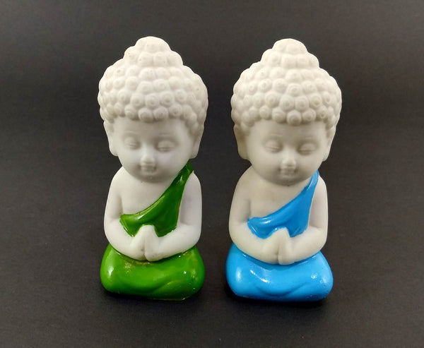 Set of 2 Pieces Miniature Buddha: Green & Blue - Deczo