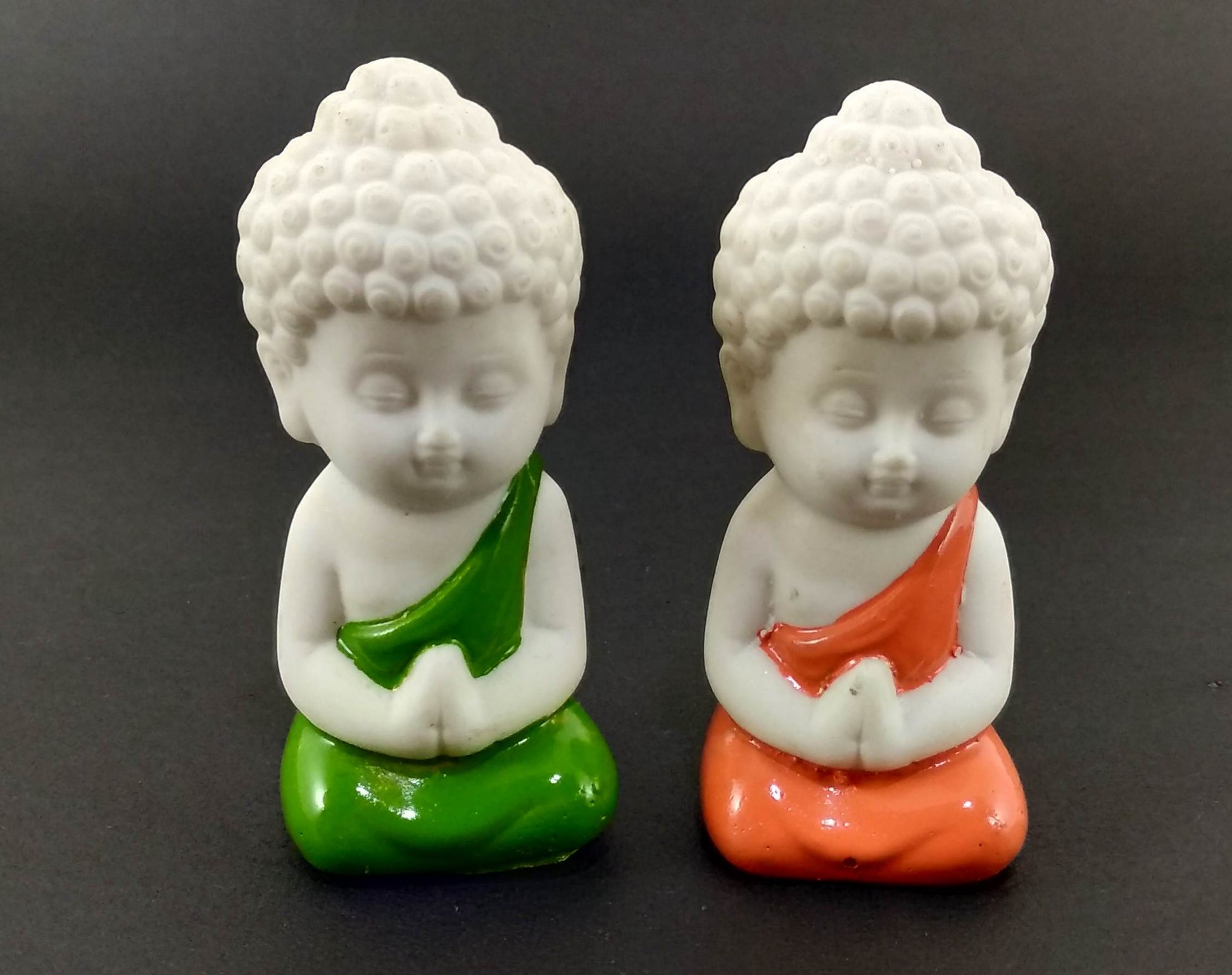 Set of 2 Pieces Miniature Buddha: Green Orange - Deczo