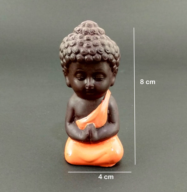 Set of 2 Miniature Buddha Orange and Blue : Base Color Brown - Deczo