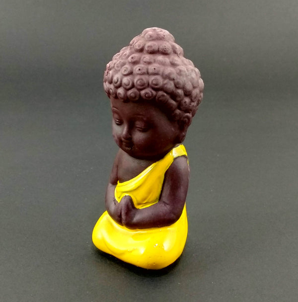 Miniature Buddha For Fairy Garden: Brown-Yellow - Deczo