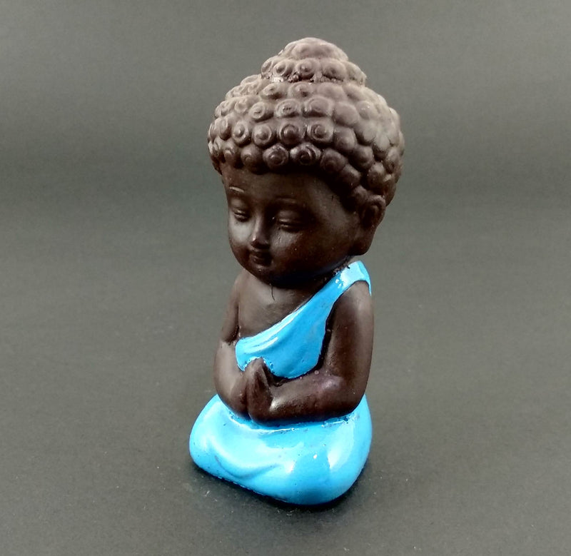Miniature Buddha For Fairy Garden: Brown-Blue - Deczo
