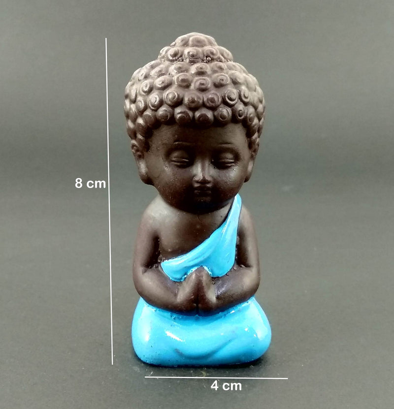 Brown Base Set of 2 Miniature Buddha Yellow and Blue - Deczo