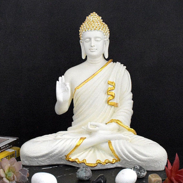 Big Size Meditating Buddha Idol : White - Deczo