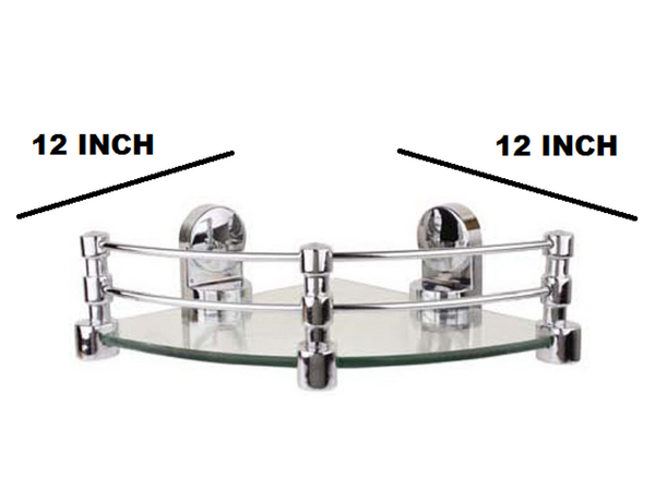 DECZO Queen Bracket Elegant Look 12 by12 INCH Glass Corner Shelf - Deczo