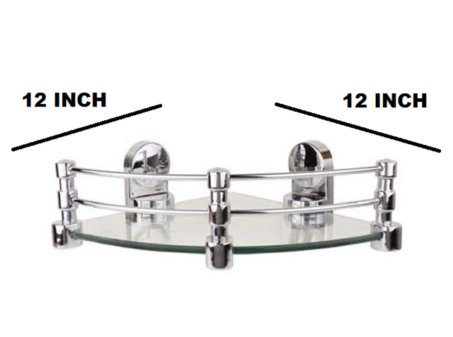 DECZO Queen Bracket Elegant Look 12 by12 INCH Glass Corner Shelf - Deczo
