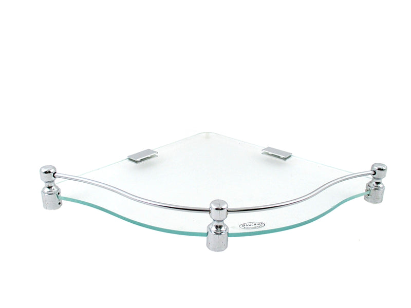 U Brackets Zig-Zag Shape 12 by 12 inch Glass Corner Shelf - Deczo
