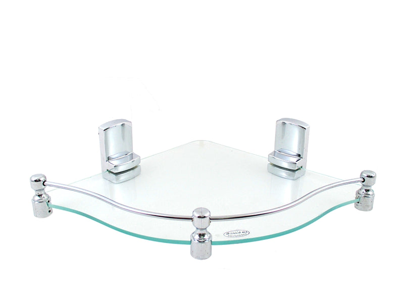Long Hard Brackets Zig-Zag Shape 12 by 12 inch Glass Corner Shelf - Deczo
