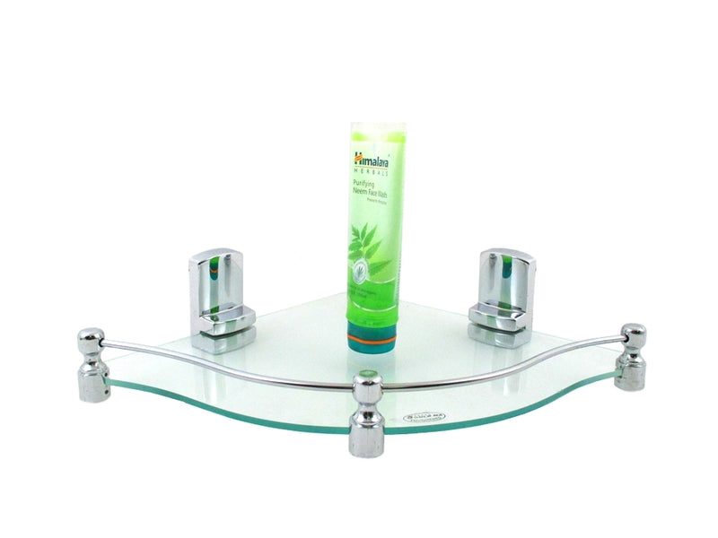 Long Hard Brackets Zig-Zag Shape 12 by 12 inch Glass Corner Shelf - Deczo