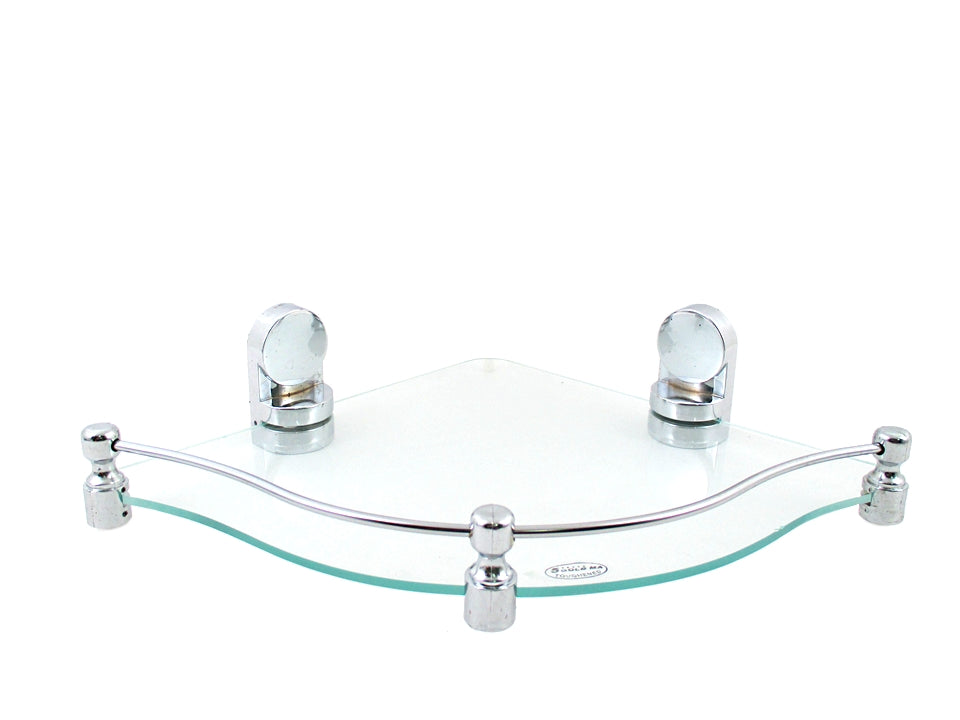 Queen Brackets Zig-Zag Shape 12 by 12 inch Glass Corner Shelf - Deczo
