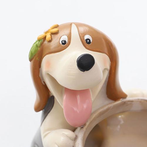 Cute Playful Dog with Tennis Ball Resin Succulent Pot - Deczo