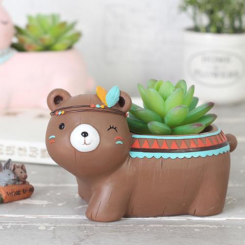 Brown Bear Resin Succulent Pot - Deczo