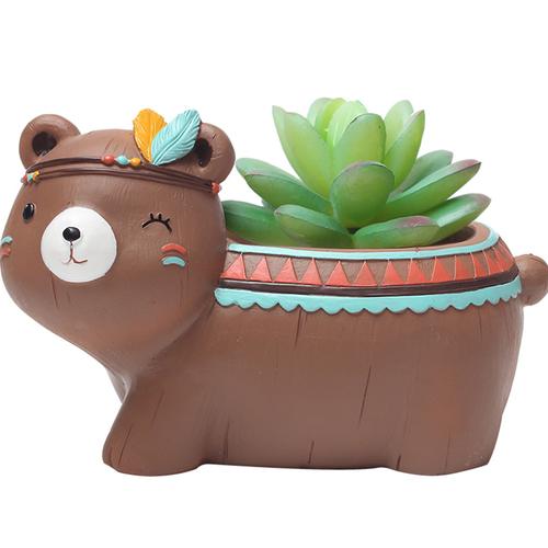 Brown Bear Resin Succulent Pot - Deczo