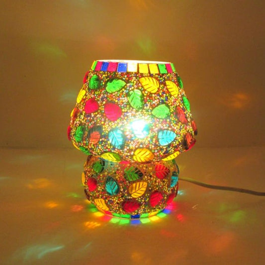 DECZO Hand Decorated Glass leaf Table / Night Lamp - Deczo