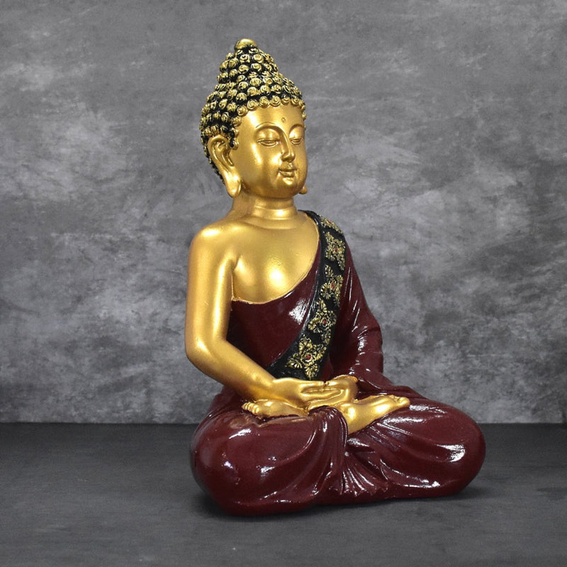 Buddha in Deep Meditation : Golden & Maroon