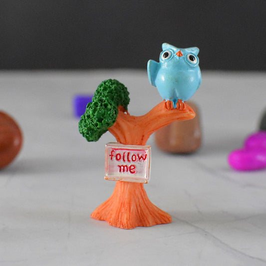 Owl Sitting On Tree Garden Miniature - Deczo