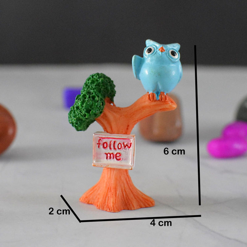 Owl Sitting On Tree Garden Miniature - Deczo