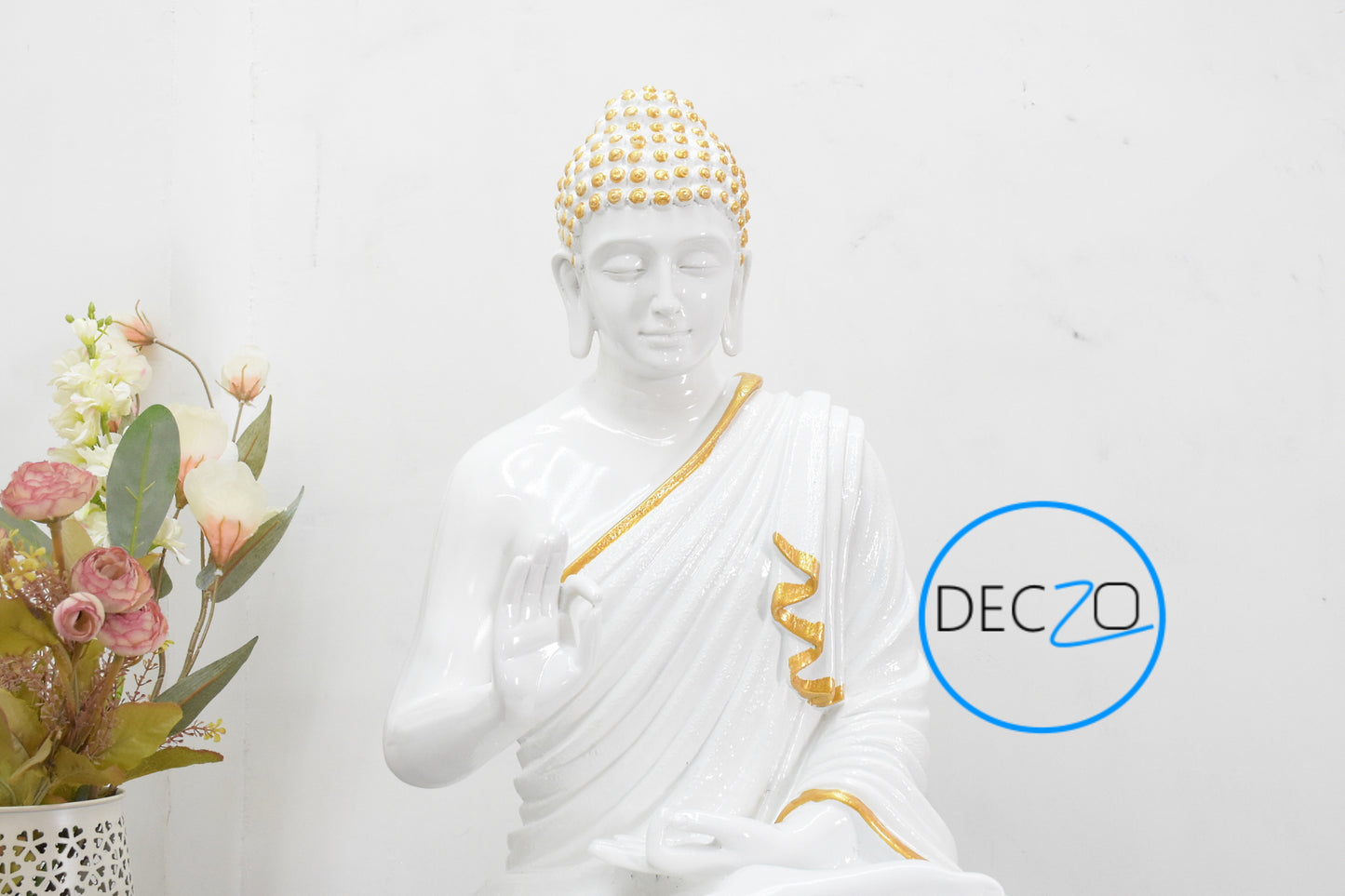 2 Feet Serene Blessing Buddha   : Glossy White