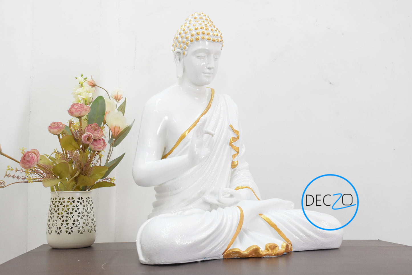 2 Feet Serene Blessing Buddha   : Glossy White