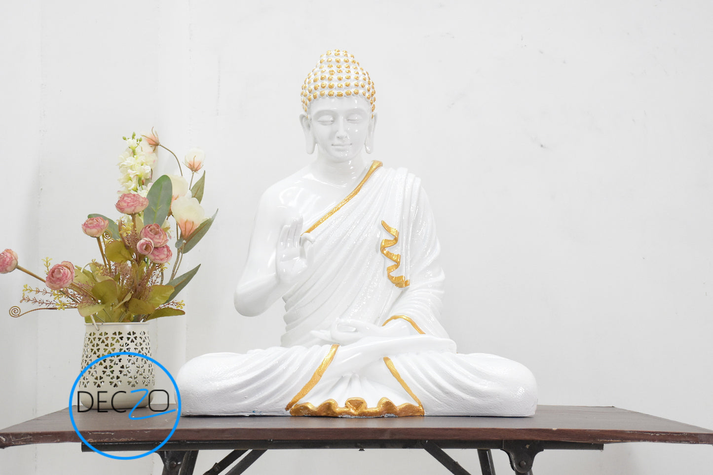 2 Feet Serene Blessing Buddha   : Glossy White