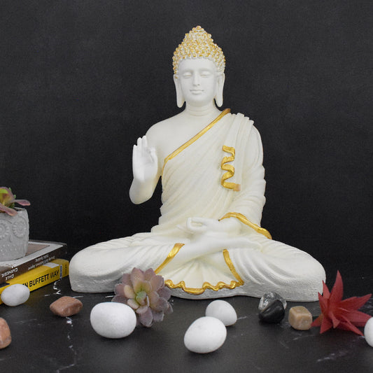 Big Size Meditating Buddha Statue: White