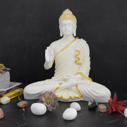 Big Size Meditating Buddha Idol : White